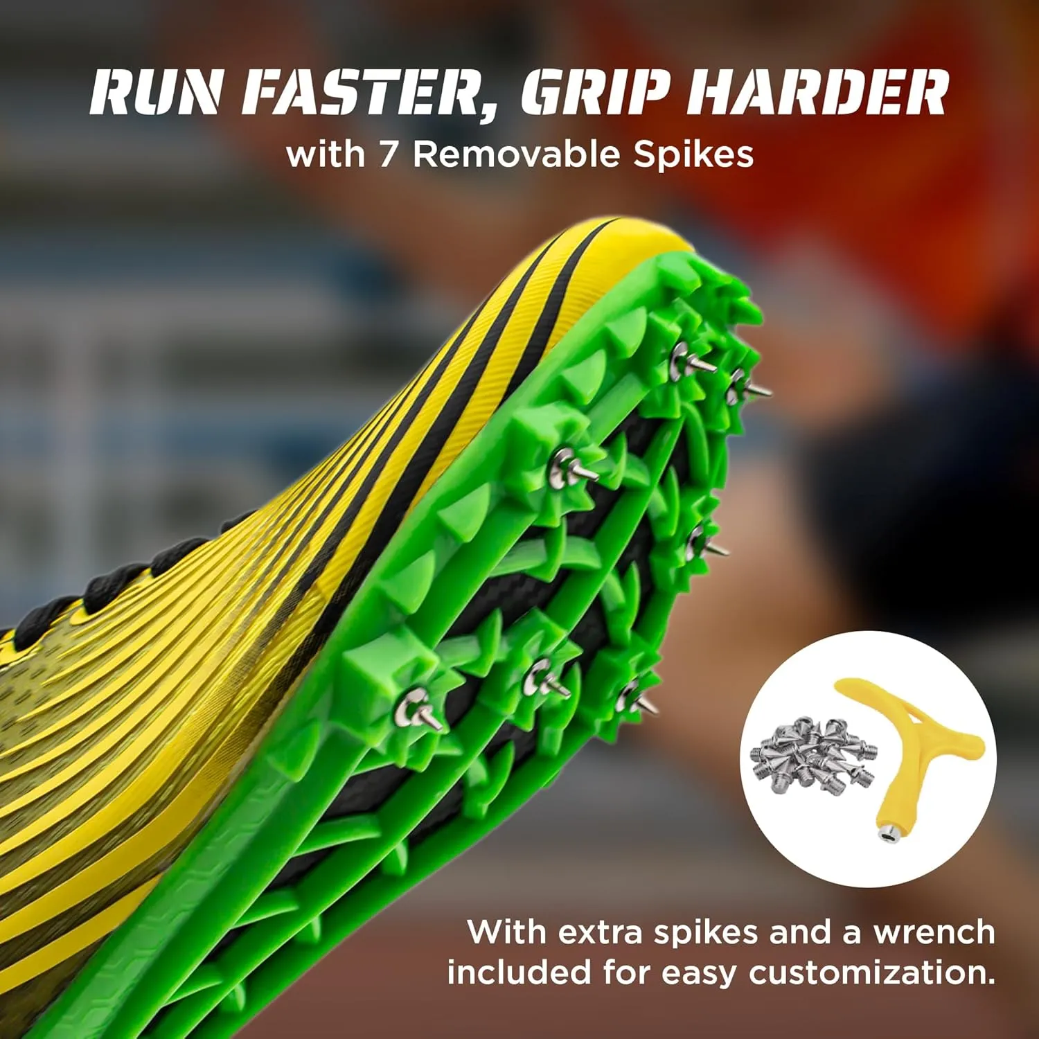 RUNIC Track & Field Shoes for Men, Women & Kids  Pro Running Spikes for Sprint, Race & Training  7 Spikes   Extra Spikes & Wrench (US Men Size)