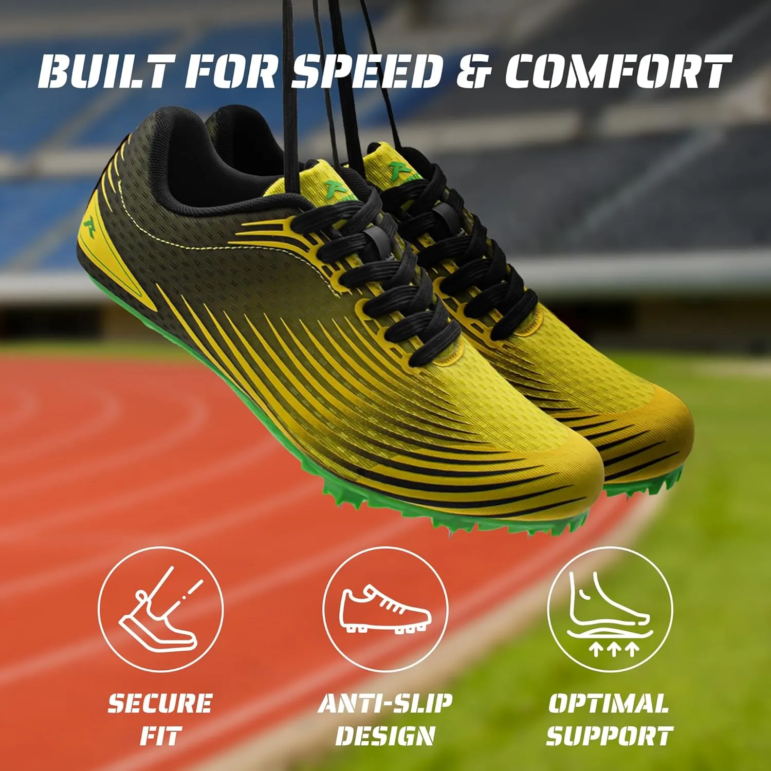 RUNIC Track & Field Shoes for Men, Women & Kids  Pro Running Spikes for Sprint, Race & Training  7 Spikes   Extra Spikes & Wrench (US Men Size)