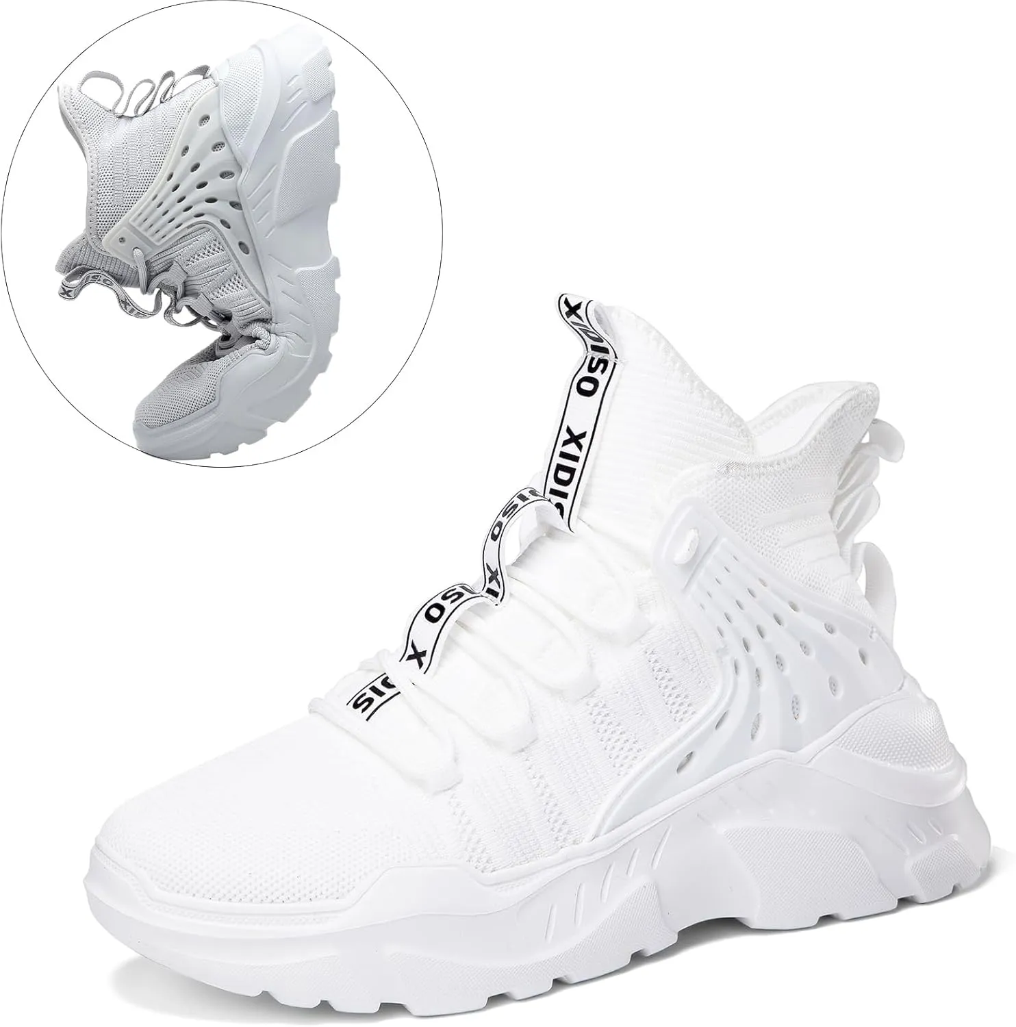 SANNAX Fashion Mens Walking Running Shoes High Top Sock Sneakers Stylish Tennis Shoes Non Slip Lightweight Athletic Sports Gym Shoes
