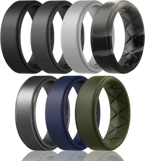 Silicone Wedding Rings Mens, 8mm Wide-2mm Thick