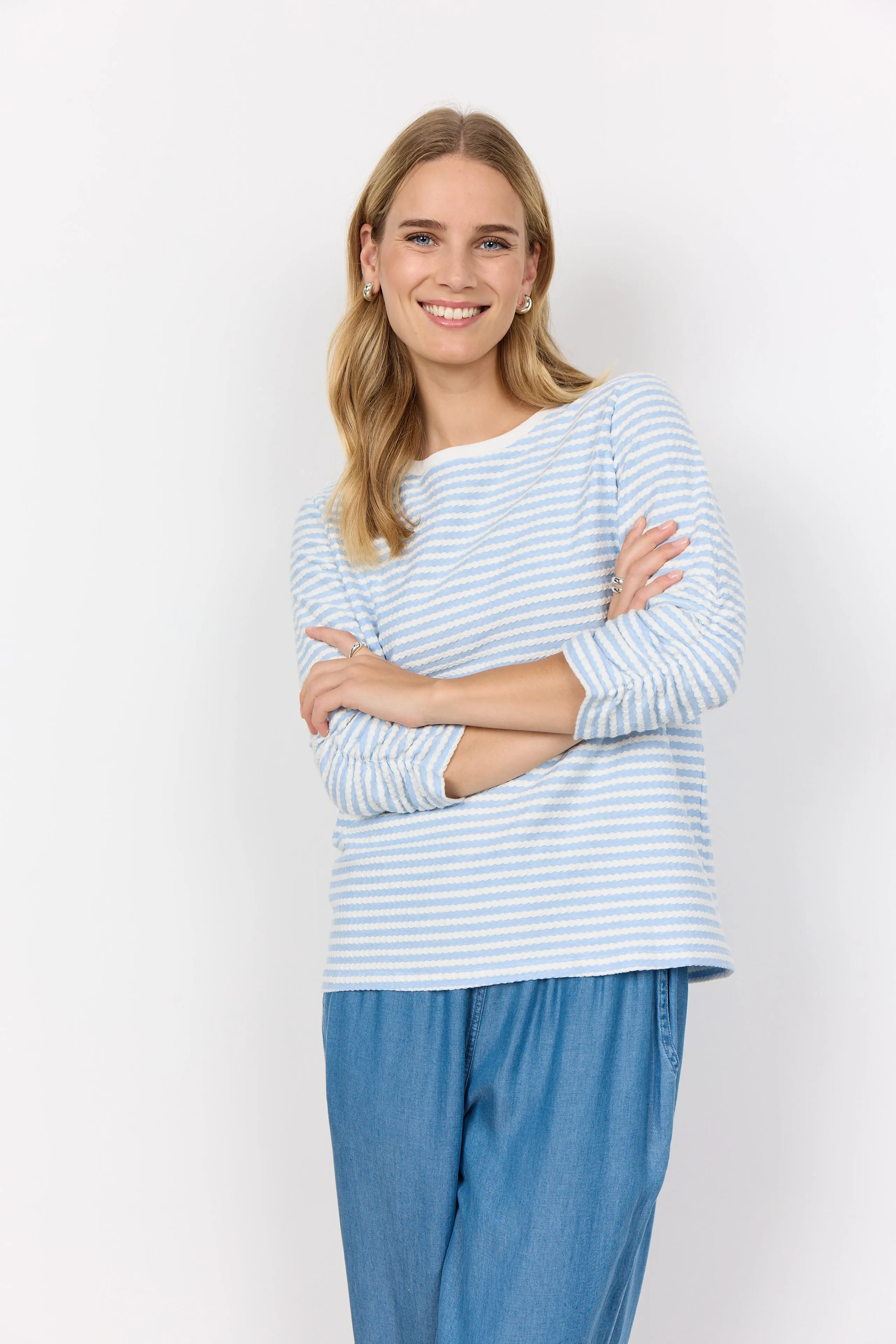 Soya Concept Pisa 2 Striped Long Sleeve Tee Light Blue