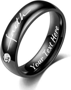 Stainless Steel Jesus Cubic Alumina Ring Christian Religious Holy Cross Wedding Engagement Faith Hope Love Cross Lifeline Heart Ring - Amulet Ring Catholic Ring Jewelry, Size 5 to 12
