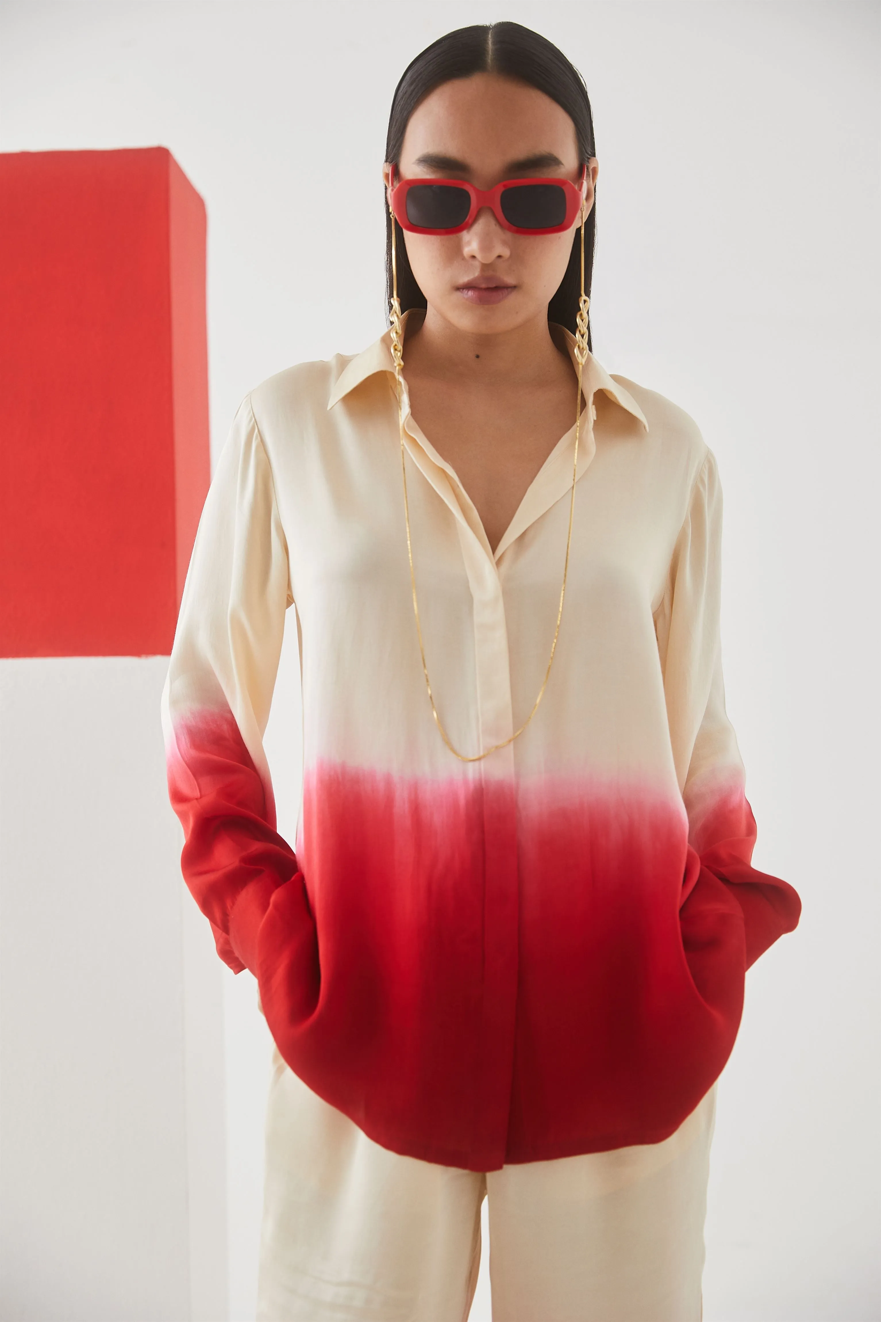 Studio Rigu Yuzhnaya Leheriya Shirt  Trousers 
 Tie Dye Vegan Silk Arcadia Collection