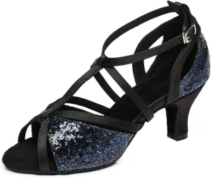 SWDZM Rhinestone Dance Shoes Women Latin Salsa Ballroom Bachata Performance Practice Dancing Shoes,Model-YCL450