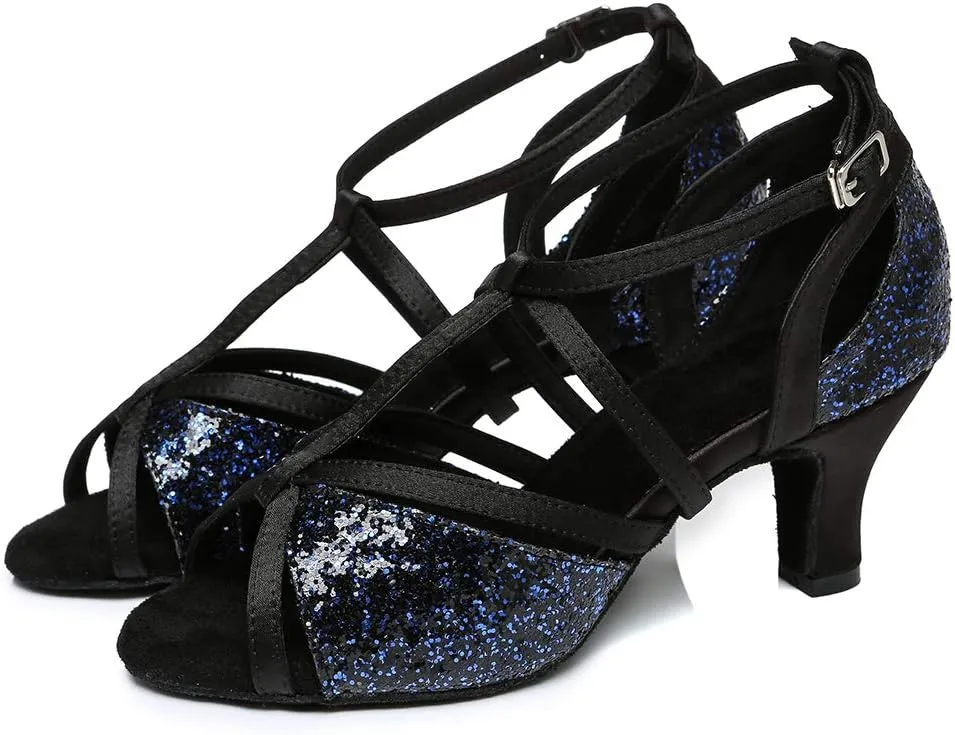 SWDZM Rhinestone Dance Shoes Women Latin Salsa Ballroom Bachata Performance Practice Dancing Shoes,Model-YCL450