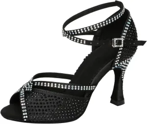 SWDZM Rhinestone Dance Shoes Women Latin Salsa Ballroom Bachata Performance Practice Dancing Shoes,Model-YCL450
