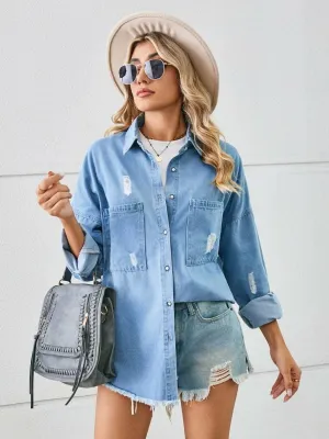Urban edge distressed denim jacket