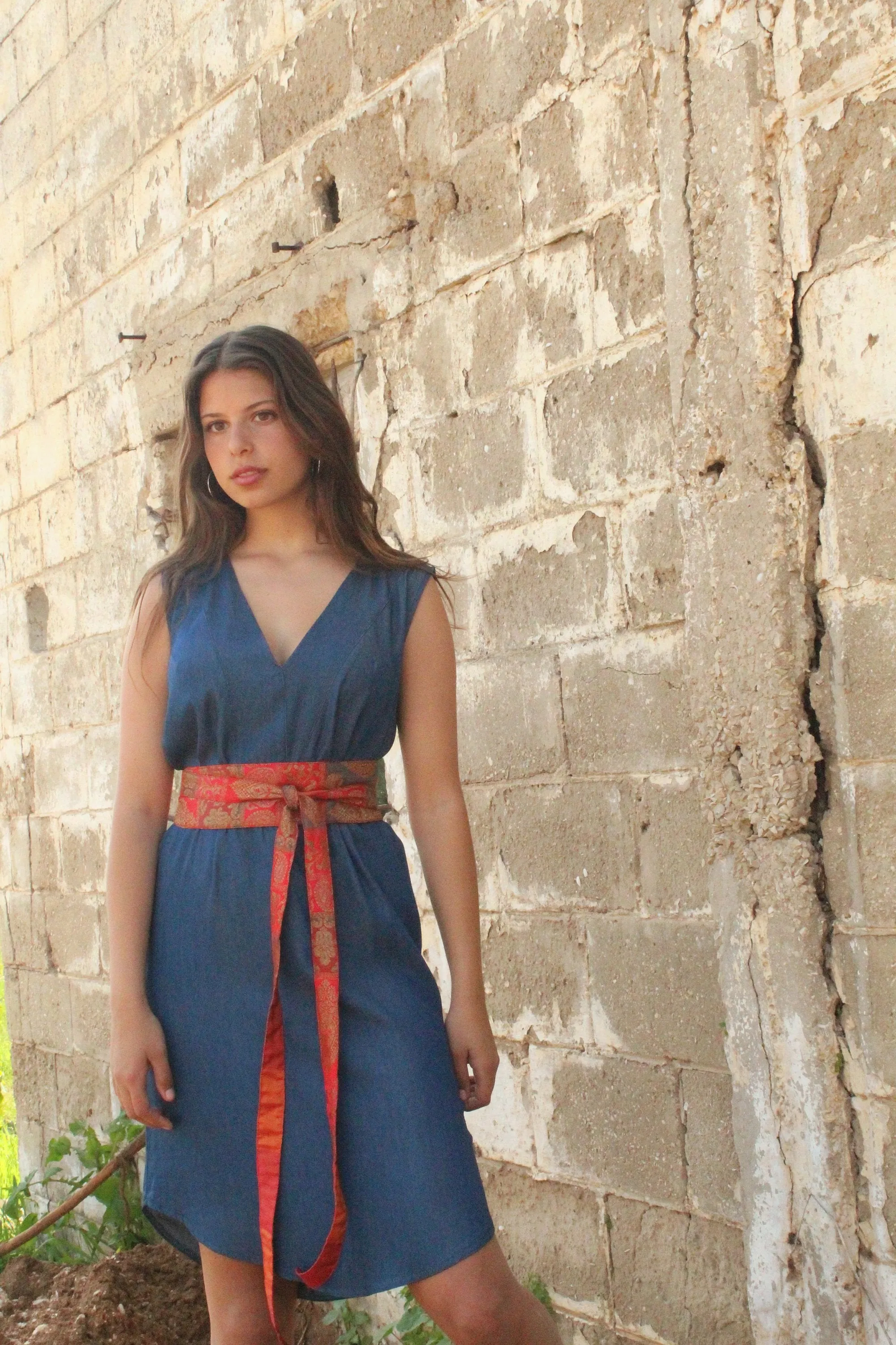 V Neck Denim Dress