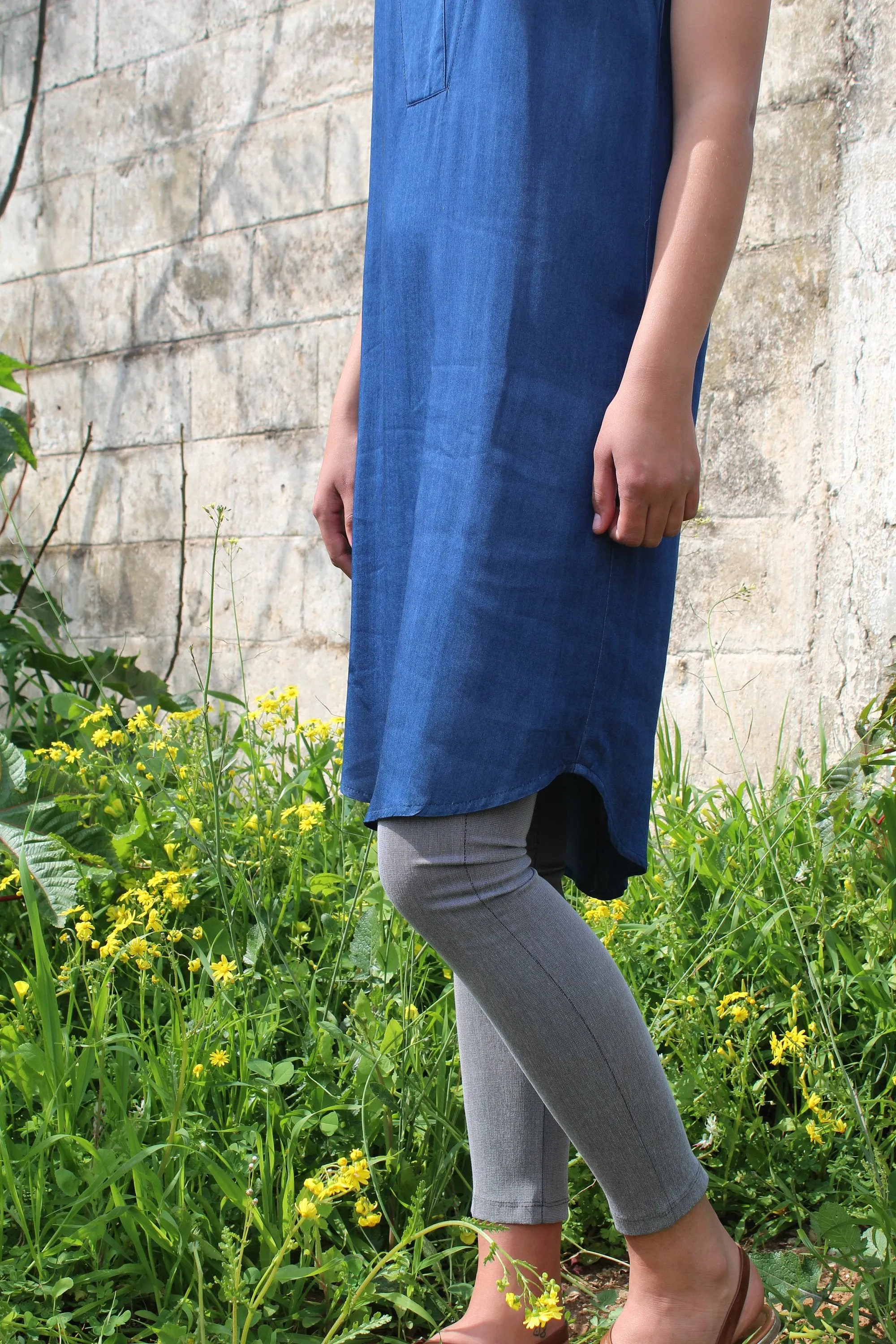 V Neck Denim Dress