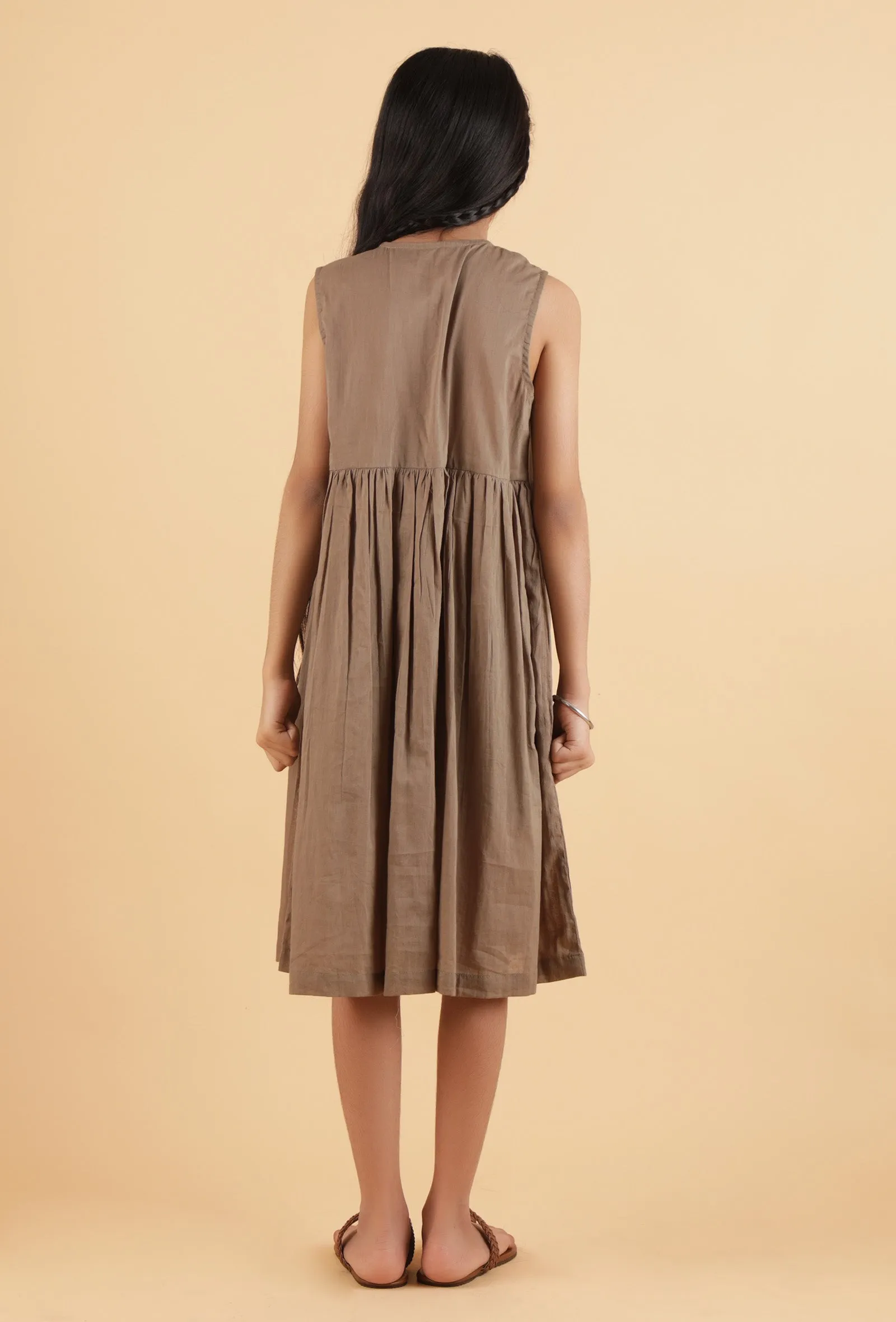 Weathered Woodland Brown Mulmul Dress