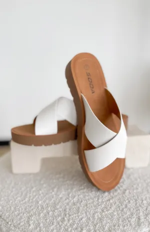 White Criss Cross Sandals