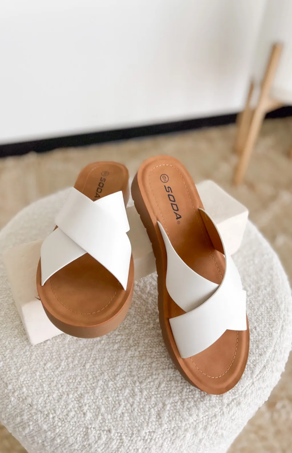 White Criss Cross Sandals