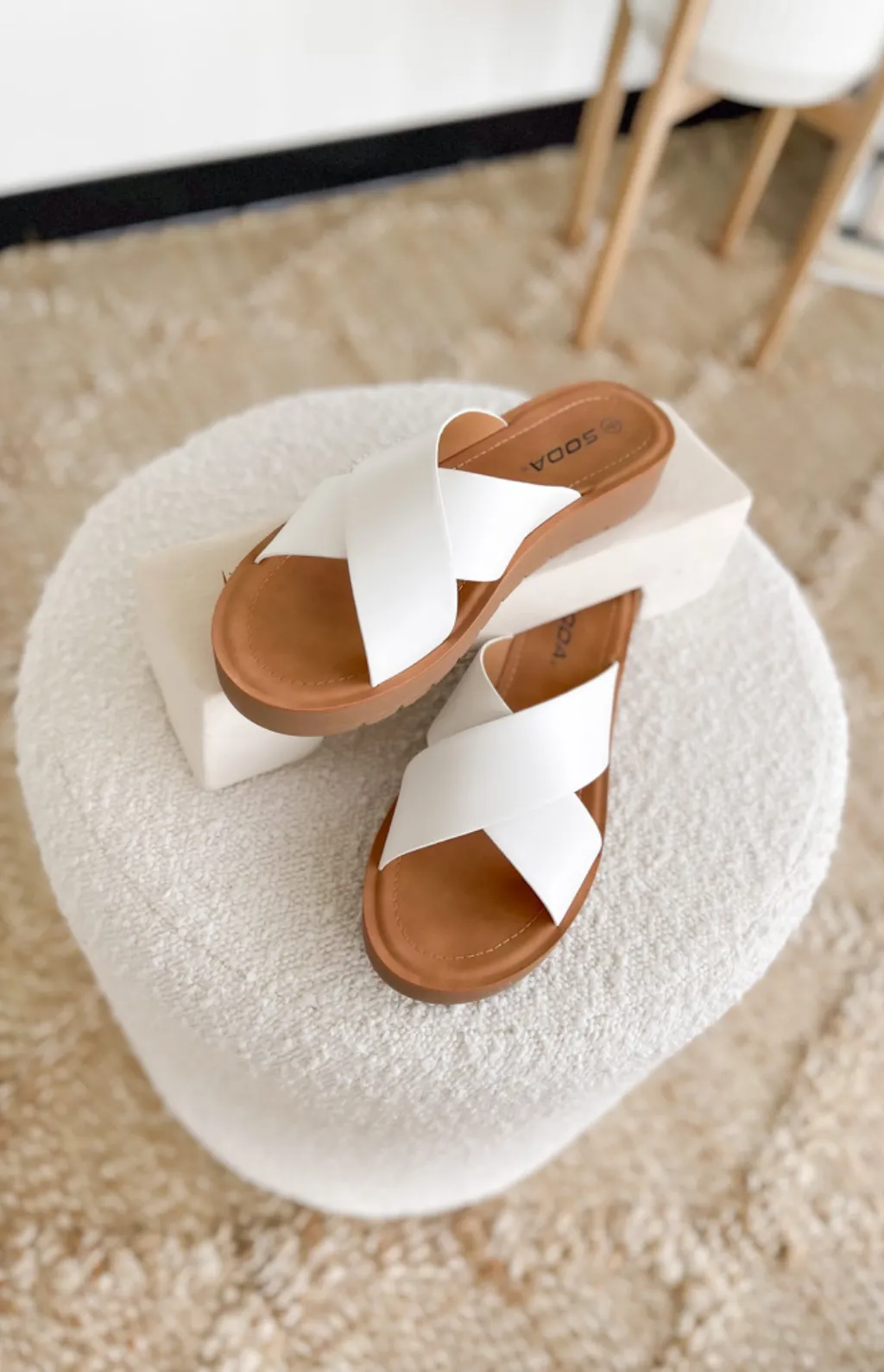 White Criss Cross Sandals