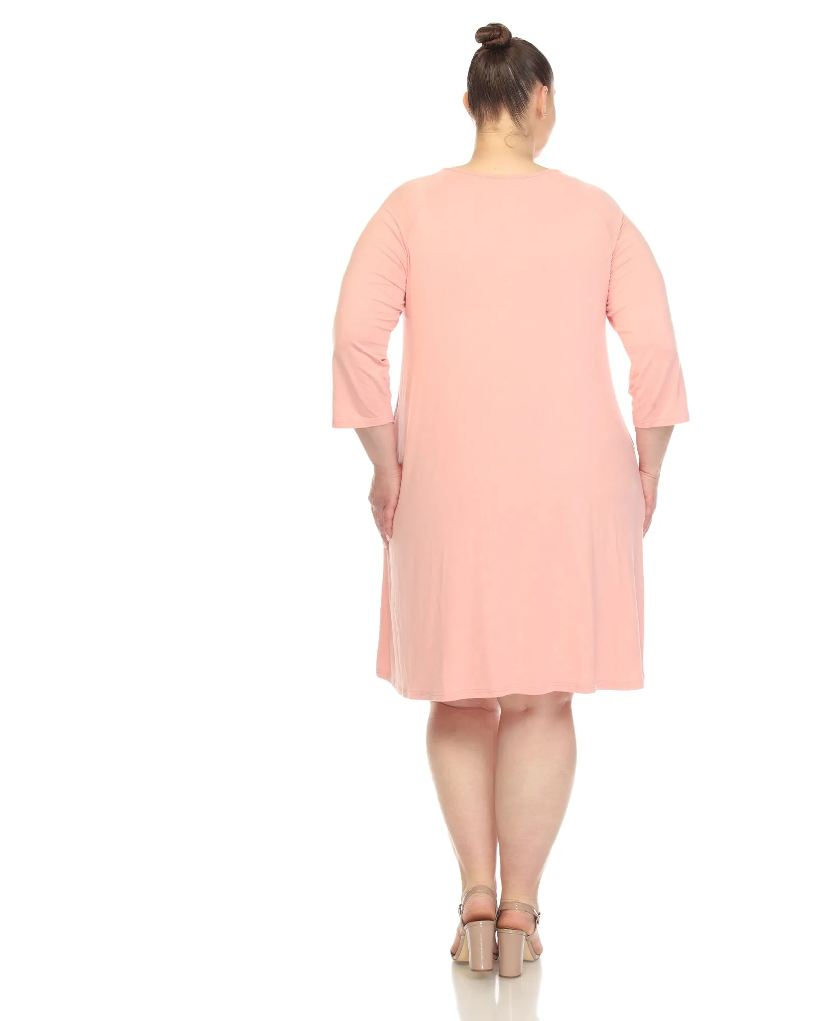 White Mark Women's  Criss Cross Neckline Swing Midi Dress | Rose