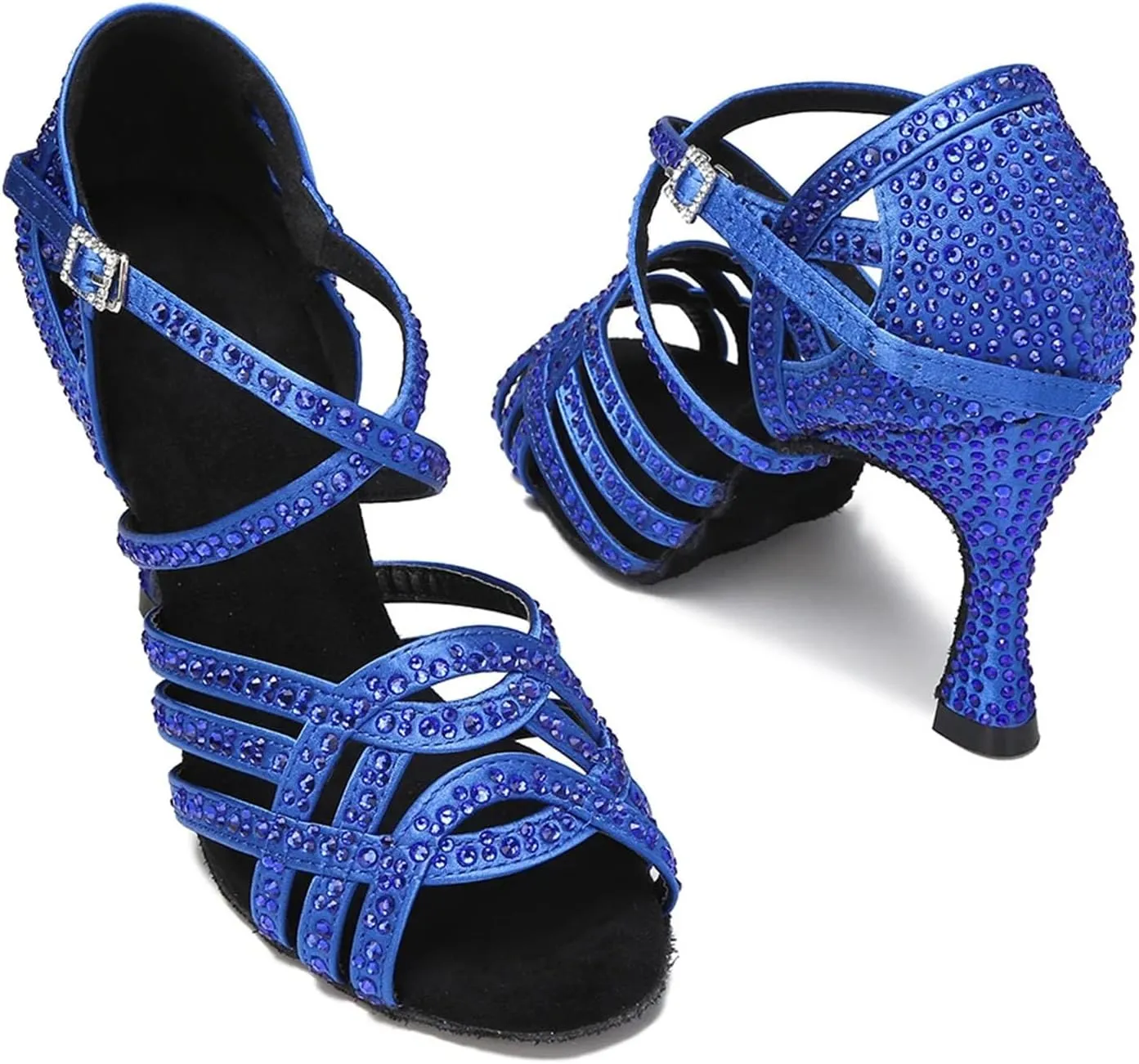 Women's Blue Latin Dance Shoes - Ballroom Party Soft Bottom Salsa Sandals, 5CM/2Inch Heel Height