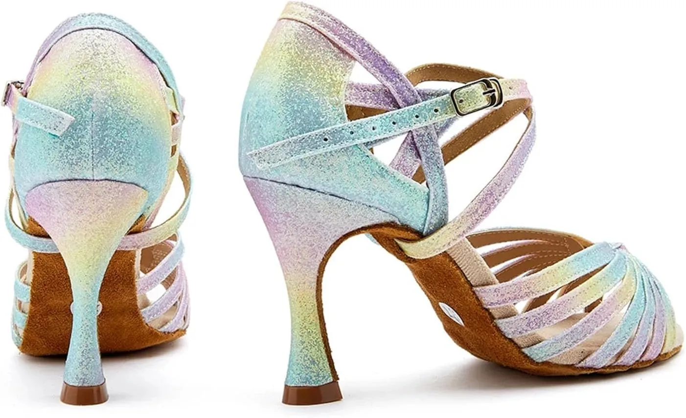 Women's Colored Latin Dance Shoes - Soft Sole Latex Salsa Ballroom Party Sandals, 5CM/2Inch Heel Height