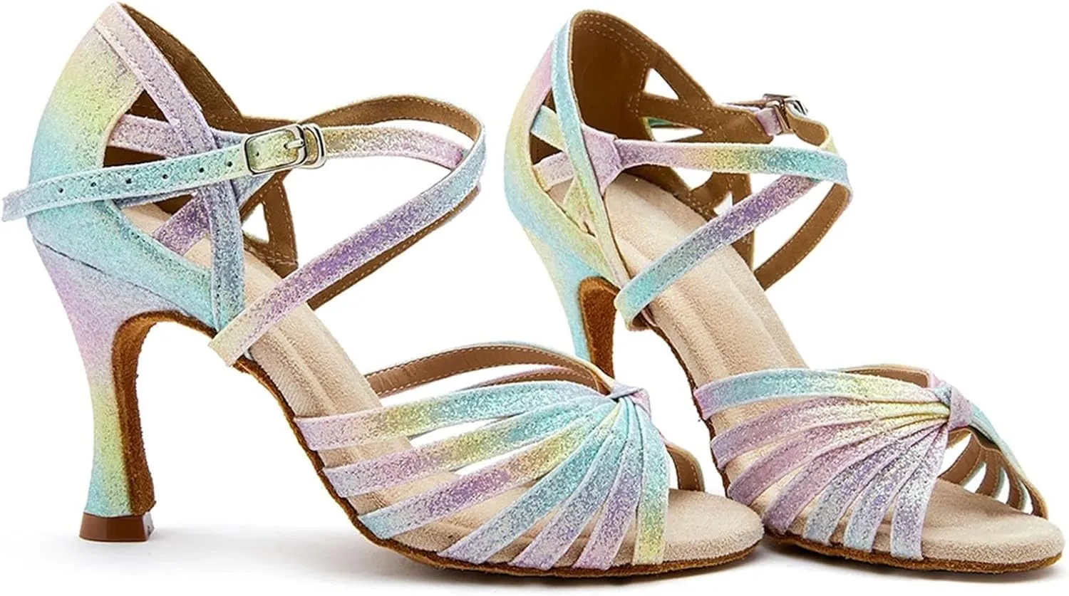 Women's Colored Latin Dance Shoes - Soft Sole Latex Salsa Ballroom Party Sandals, 5CM/2Inch Heel Height