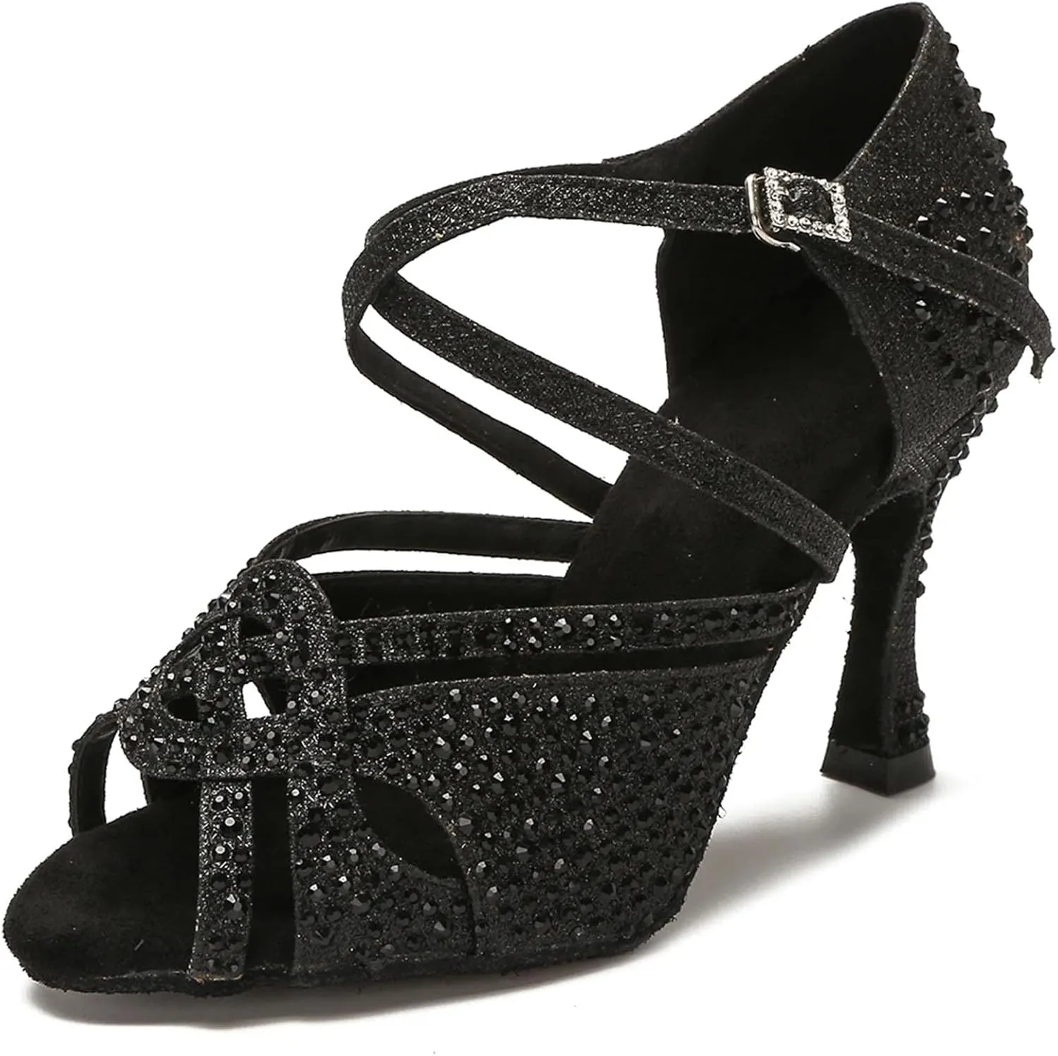 Women's Gold Diamond Latin Dance Shoes - Tango Salsa Party Sandals, 5CM/2Inch Heel Height