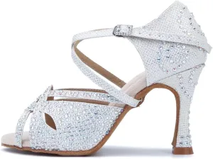 Women's Gold Diamond Latin Dance Shoes - Tango Salsa Party Sandals, 5CM/2Inch Heel Height