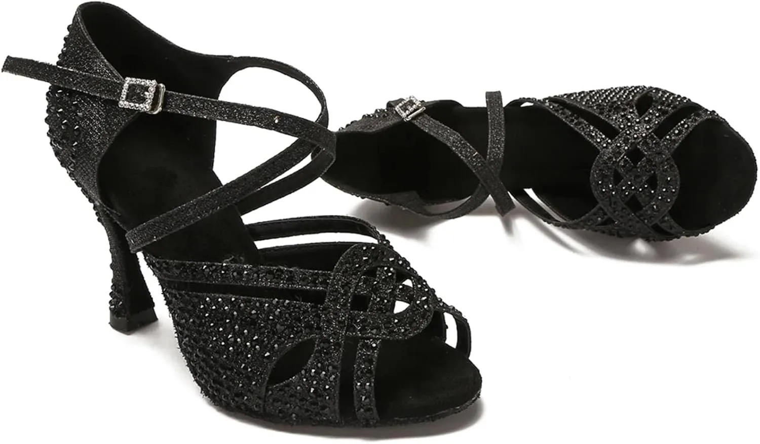Women's Gold Diamond Latin Dance Shoes - Tango Salsa Party Sandals, 5CM/2Inch Heel Height
