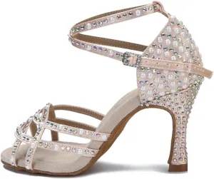 Women's Latin Dance Training Shoes - Tango Salsa Ballroom Wedding Sandals, 5CM/2Inch Heel Height