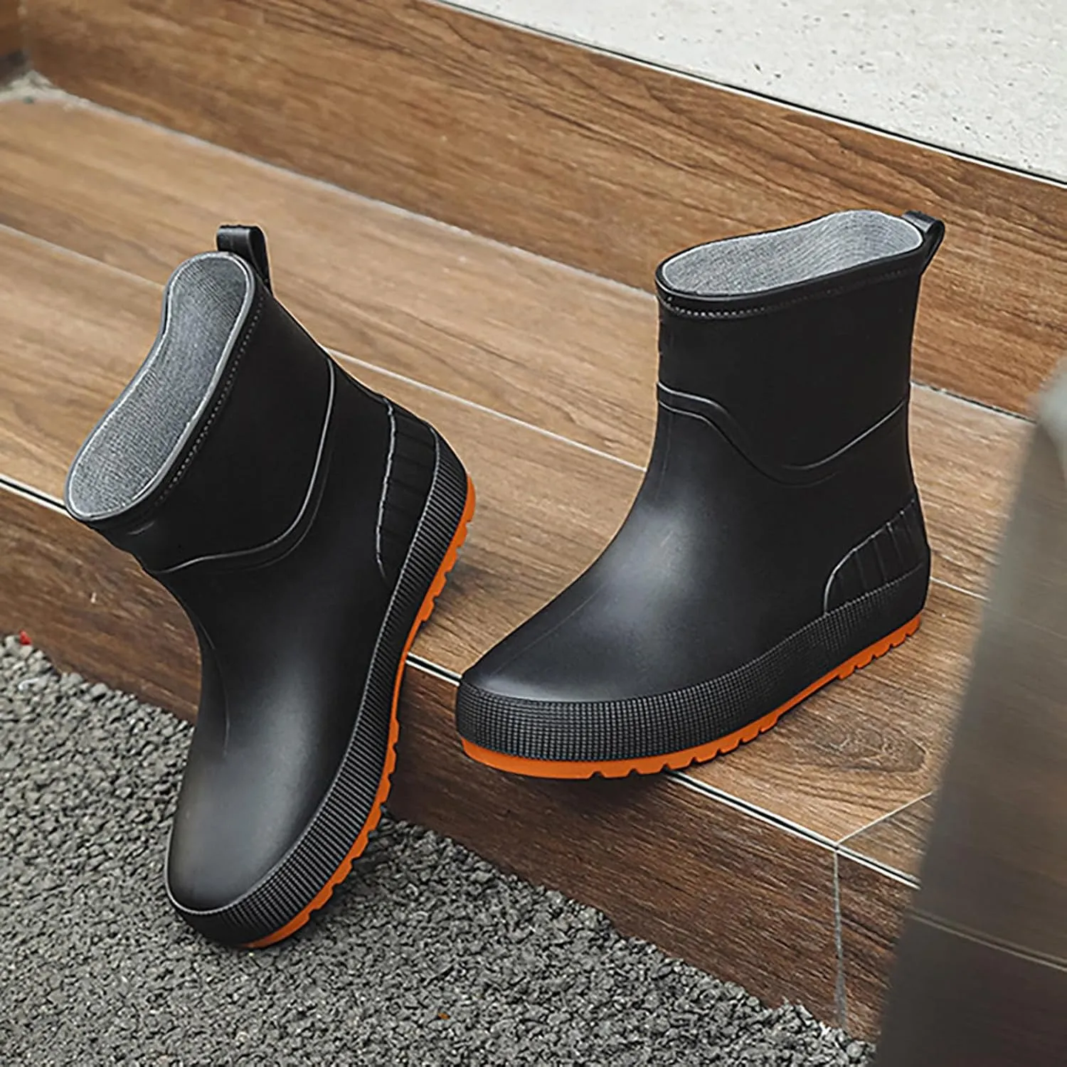 Womens Rain Boots Tall Mens Grounded Footwear Block Heeled Booties Hiking Barefoot Shoes Short Rain Boots for Women Waterproof Garden Shoes Womens Winter Boots