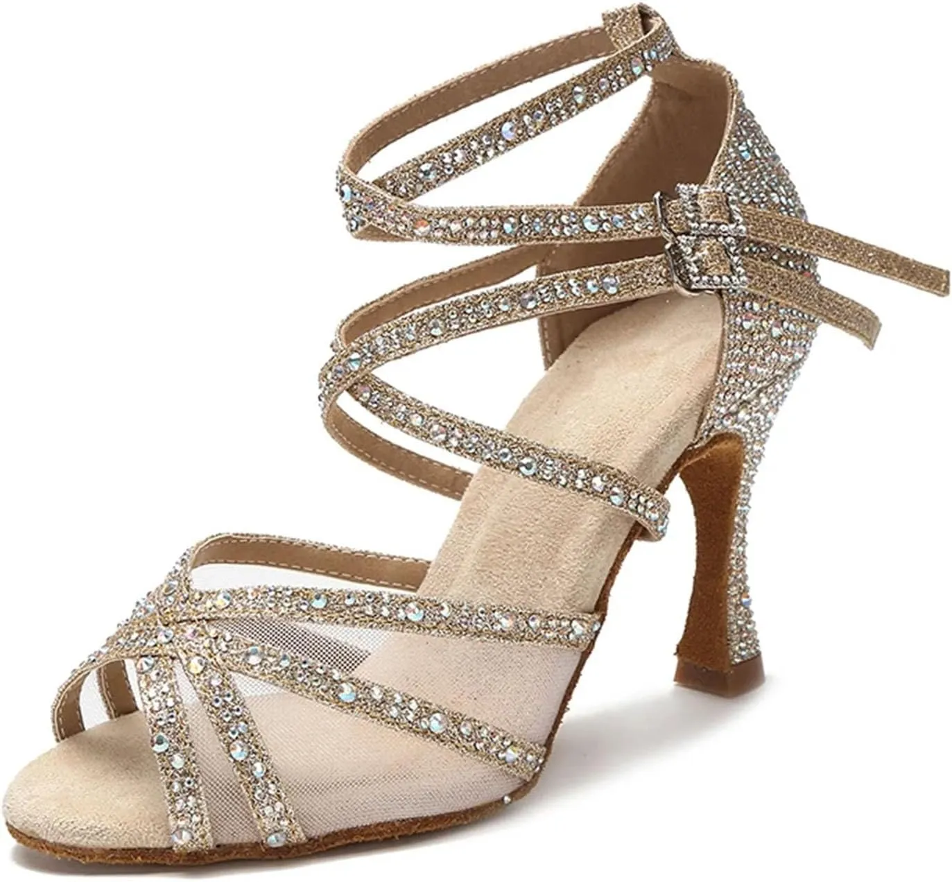 Women's Rumba Samba Latin Dance Shoes - Ballroom Party Sexy Black Sandals, 5CM/2Inch Heel Height
