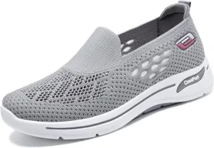 Womens Woven Orthopedic Breathable Soft Shoes Diabetic Foam Slip On Walking Shoes with Arch Support Mesh Anti-Skid Lightweight Sneakers for Women