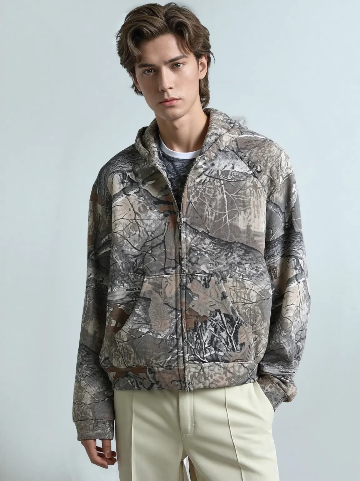 Woodland Spirit | Camouflage Zip-Up Hoodie