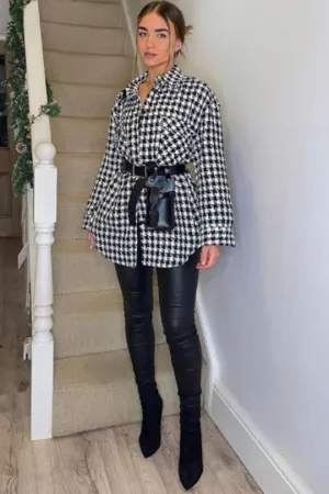 Wren White and Black Check Print Tweed Shacket