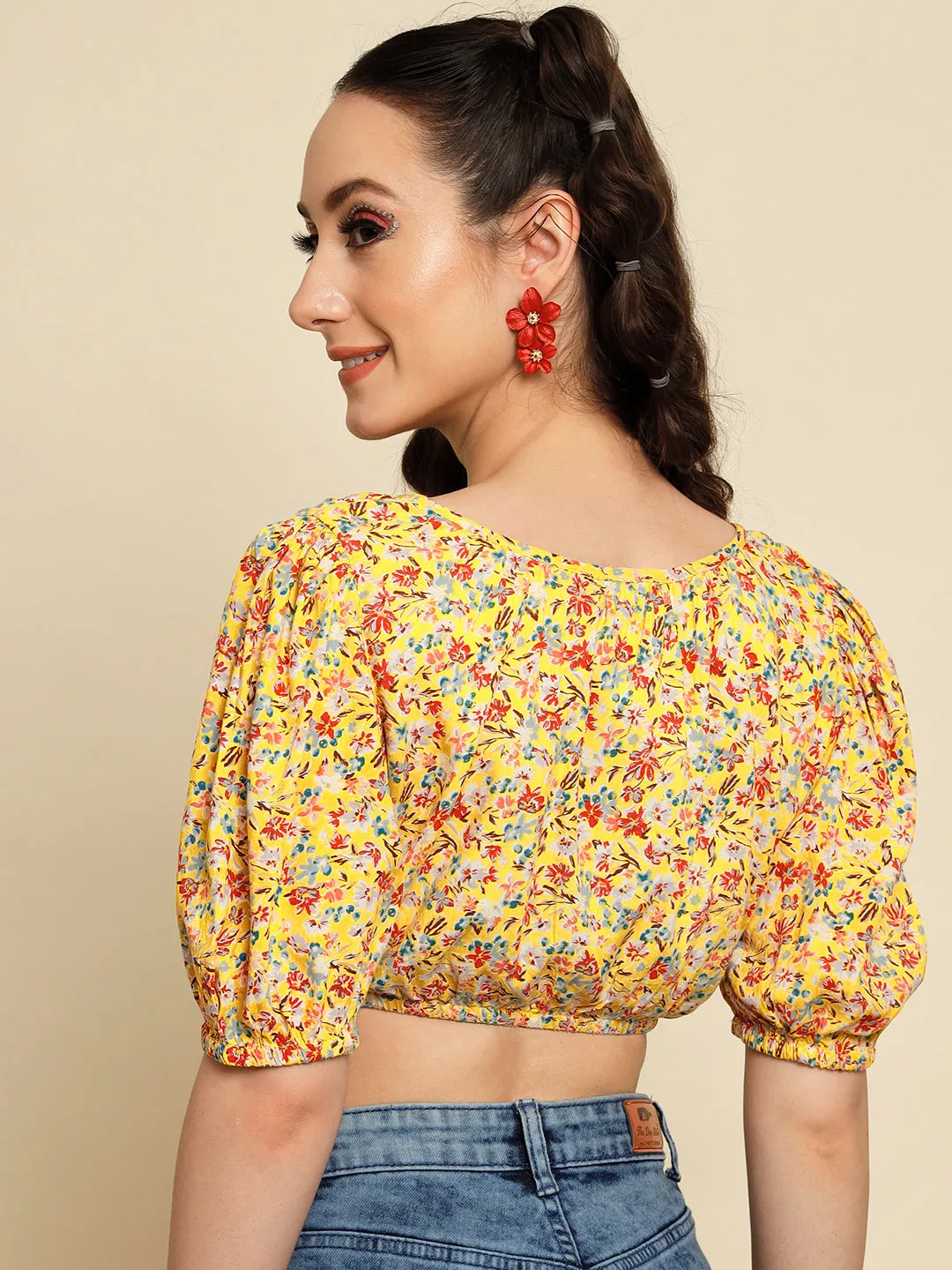 Yellow Floral Printed Top
