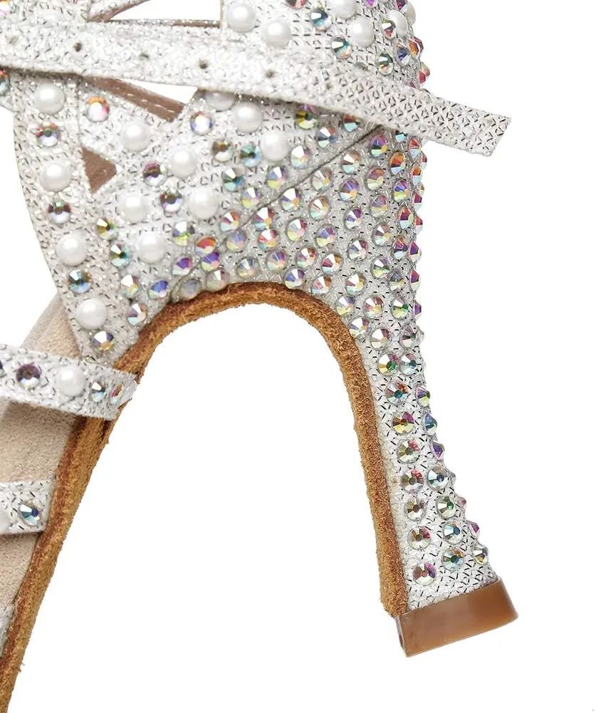 YKXLM Women Dance Shoes Rhinestone Ballroom Latin Salsa Bachata Performance Dance Shoes Peep-Toe Model YCL429